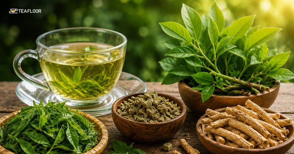 Loose leaf green tea rich in antioxidants